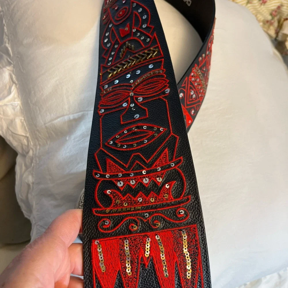 Chico’s wide embellished leather belt